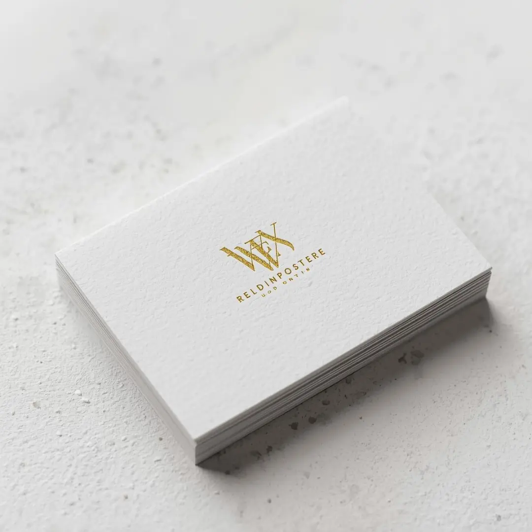 Luxury gold foil business cards on cotton paper